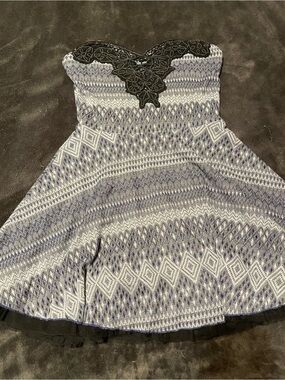 Free People strapless Fit-and-Flare Dress with Black Lace